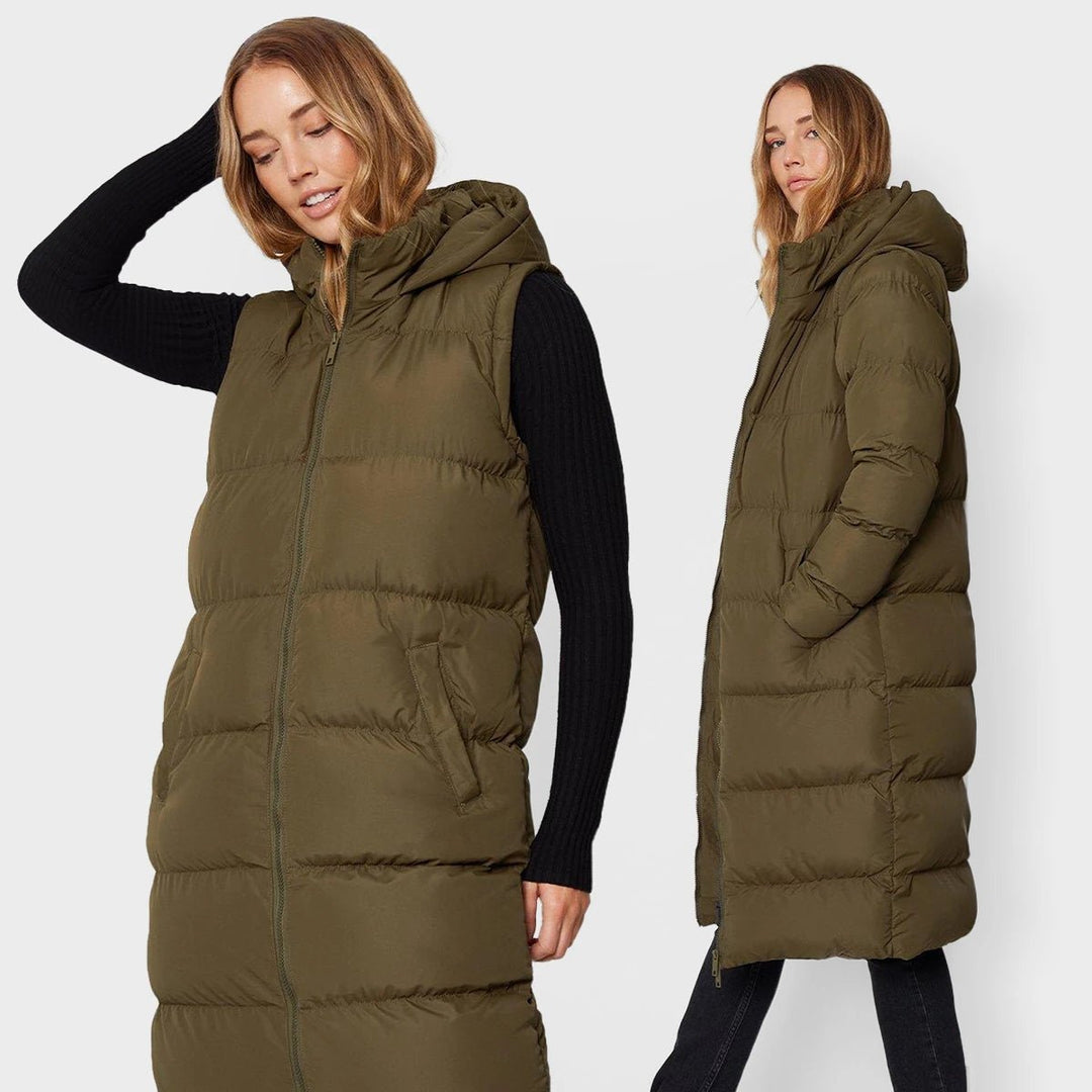 Threadbare Longline Hooded Puffa with detachable sleeves. You Know Who s