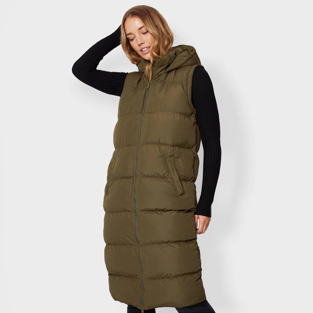 Threadbare Longline Hooded Puffa with detachable sleeves. from You Know Who's