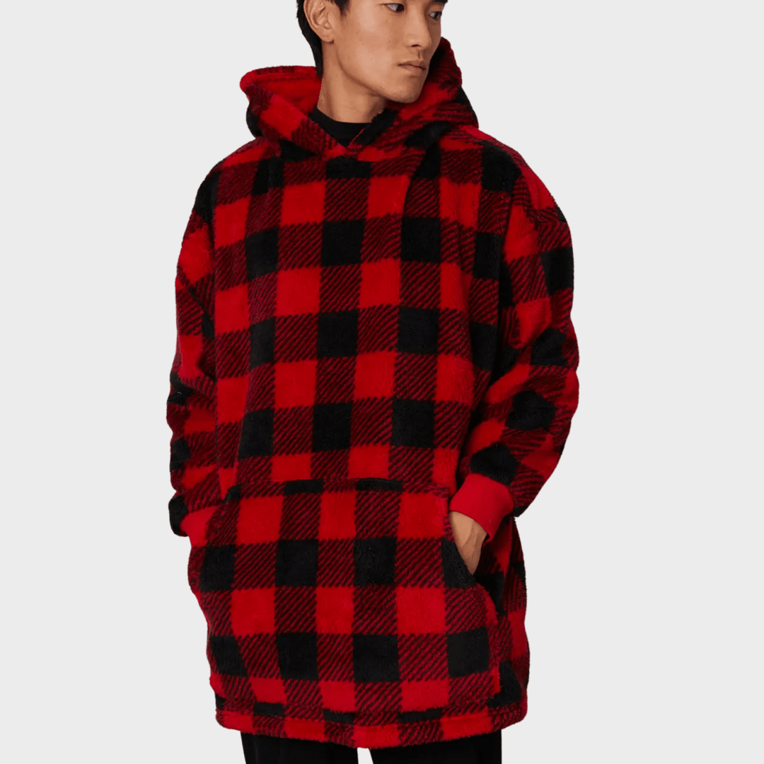 Threadbare Mens Borg Oversized Check Loungewear Hoodie from You Know Who's