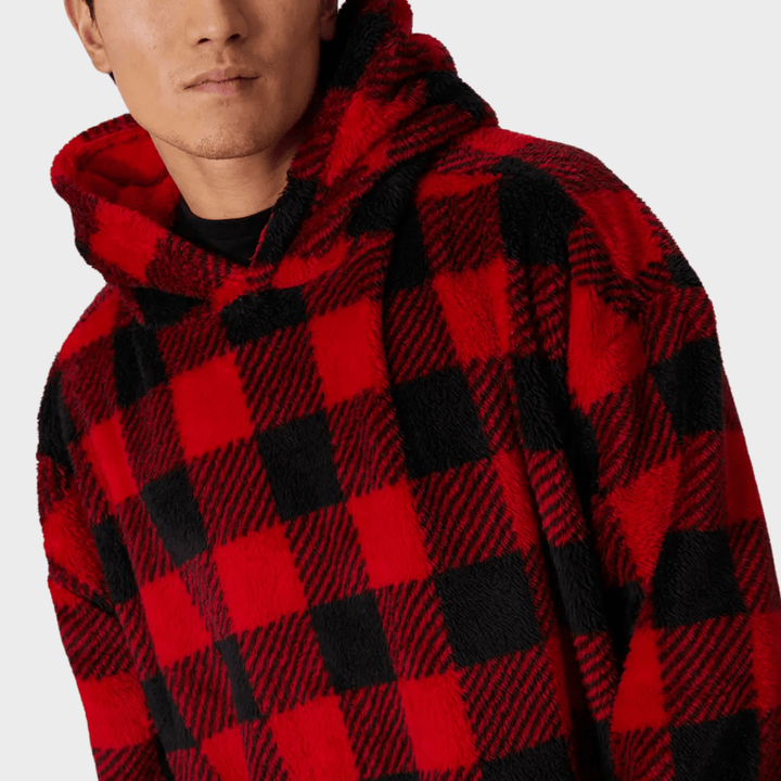 Threadbare Mens Borg Oversized Check Loungewear Hoodie from You Know Who's