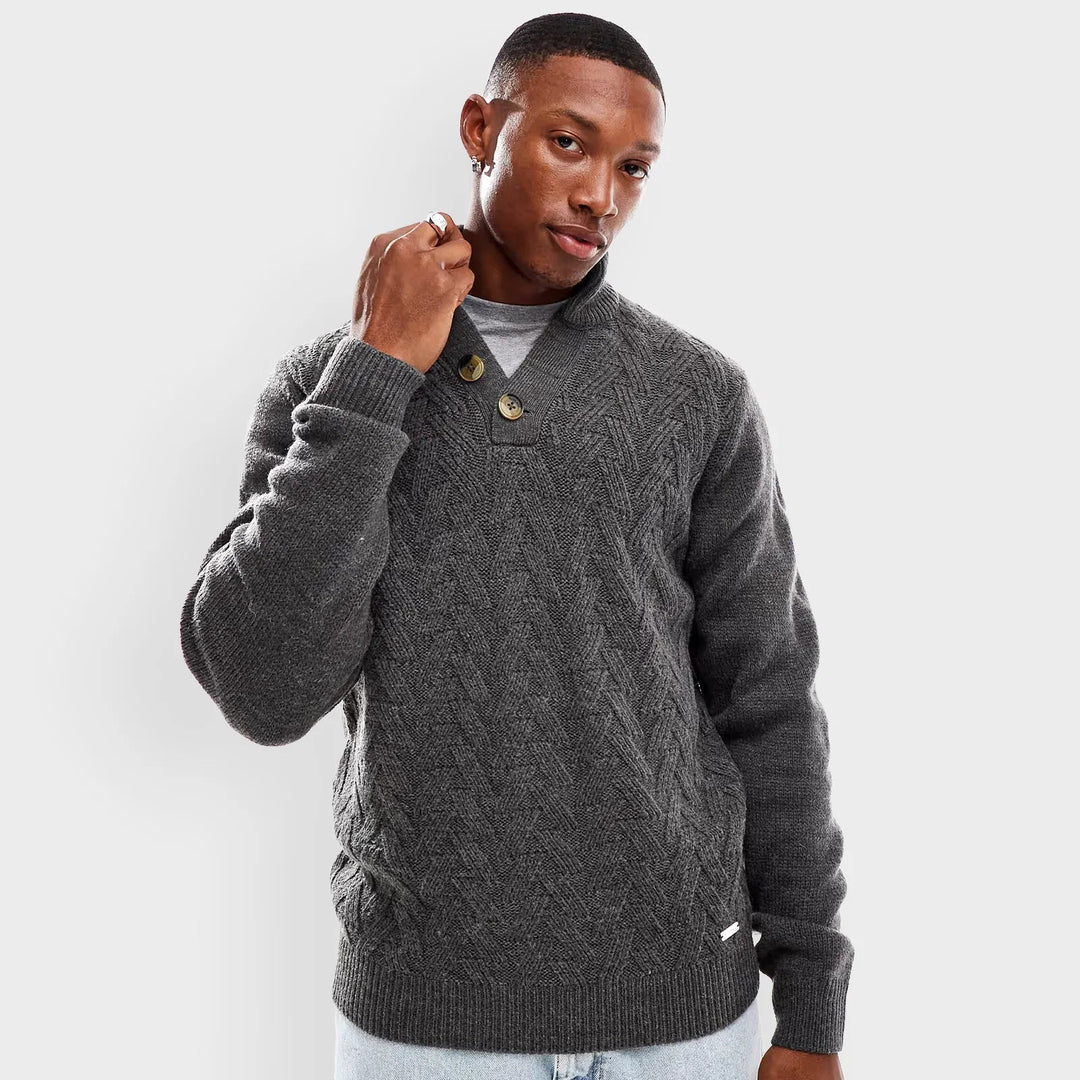 Threadbare Mens Charcoal Mock Neck Jumper from You Know Who's