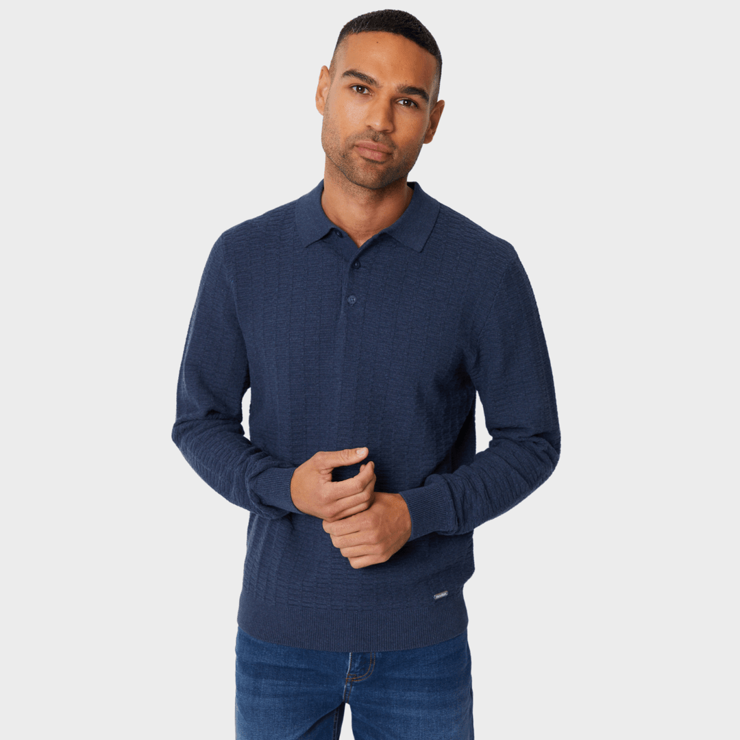 Threadbare Mens Denim Blue Polo Jumper from You Know Who's