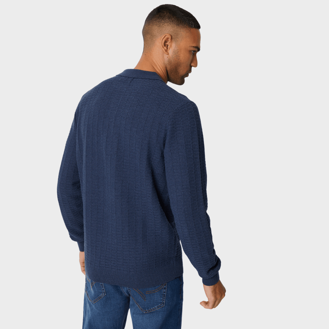 Threadbare Mens Denim Blue Polo Jumper from You Know Who's