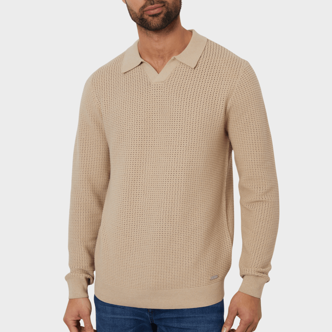 Threadbare Men's Dijon Long Sleeve Polo Jumper from You Know Who's