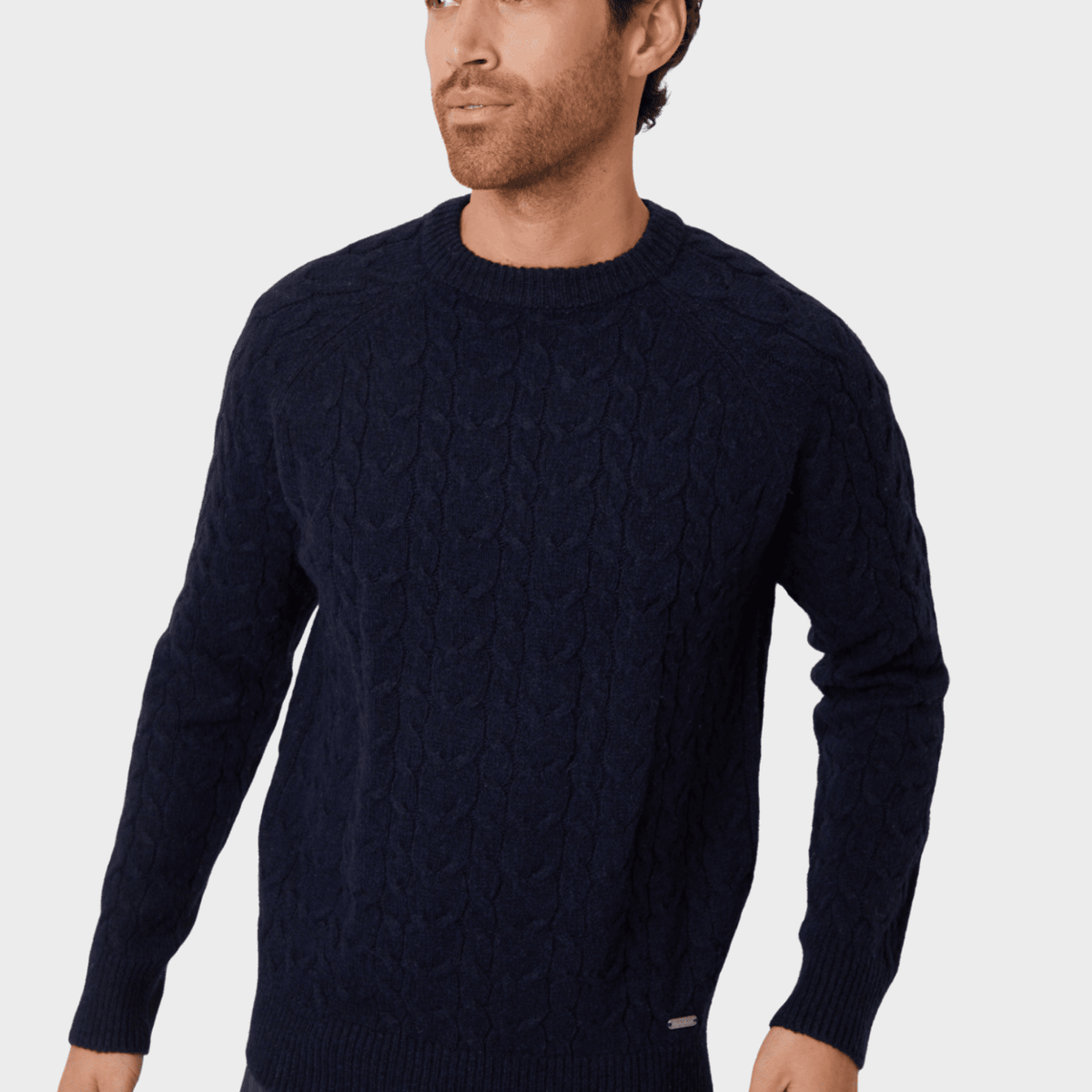 Threadbare Mens Navy Cable Knit Crew Jumper from You Know Who's