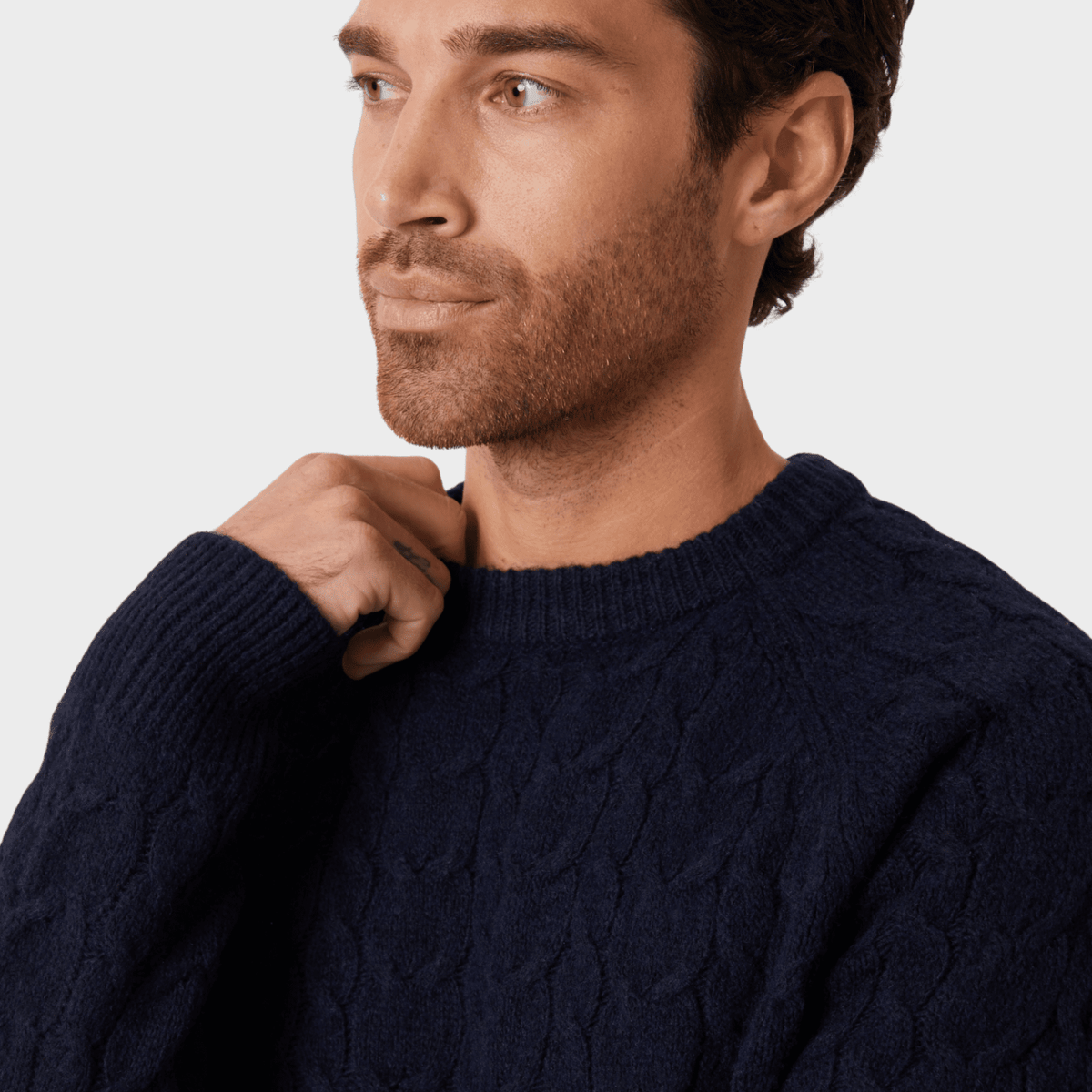 Threadbare Mens Navy Cable Knit Crew Jumper from You Know Who's