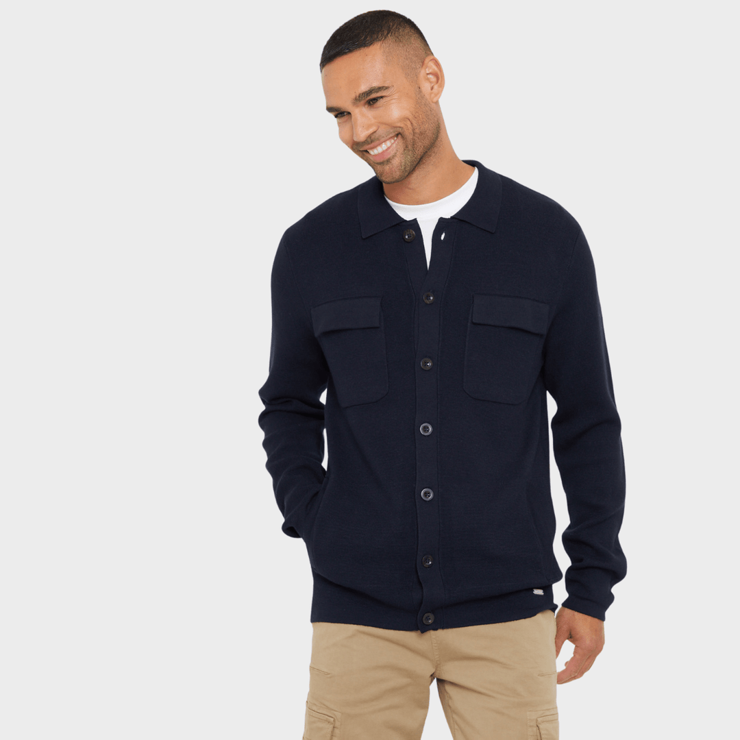 Threadbare Mens Navy Knitted Button Trhu from You Know Who's