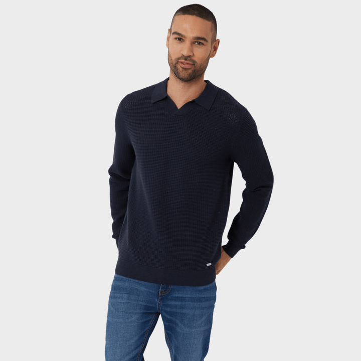 Threadbare Men's Navy Long Sleeve Polo Jumper from You Know Who's