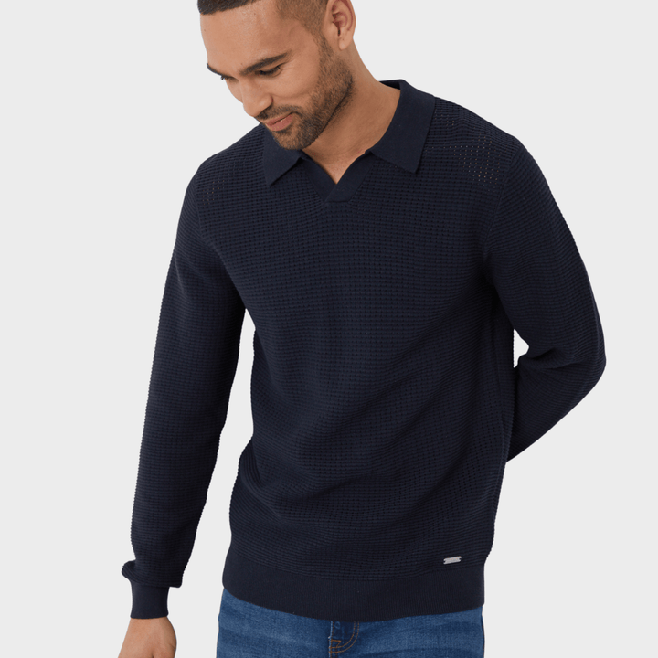 Threadbare Men's Navy Long Sleeve Polo Jumper from You Know Who's