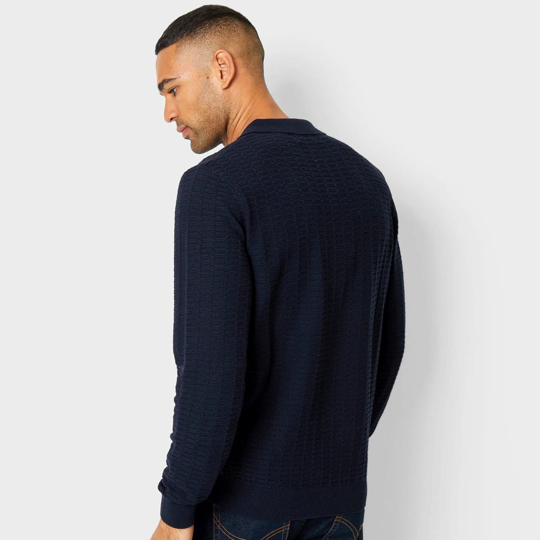 Threadbare Mens Navy Long sleeve Polo Jumper from You Know Who's