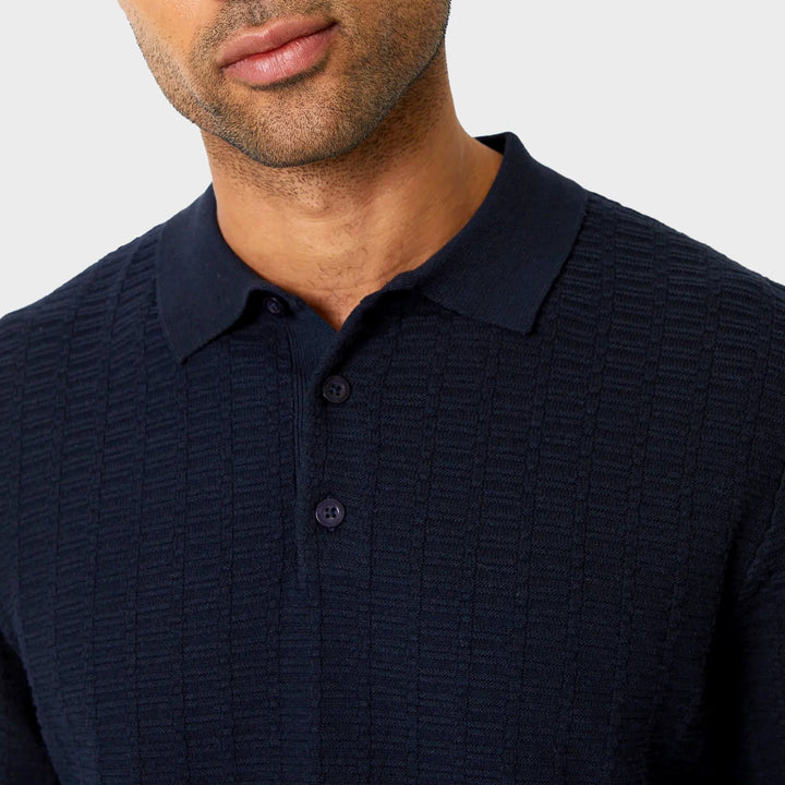 Threadbare Mens Navy Long sleeve Polo Jumper from You Know Who's