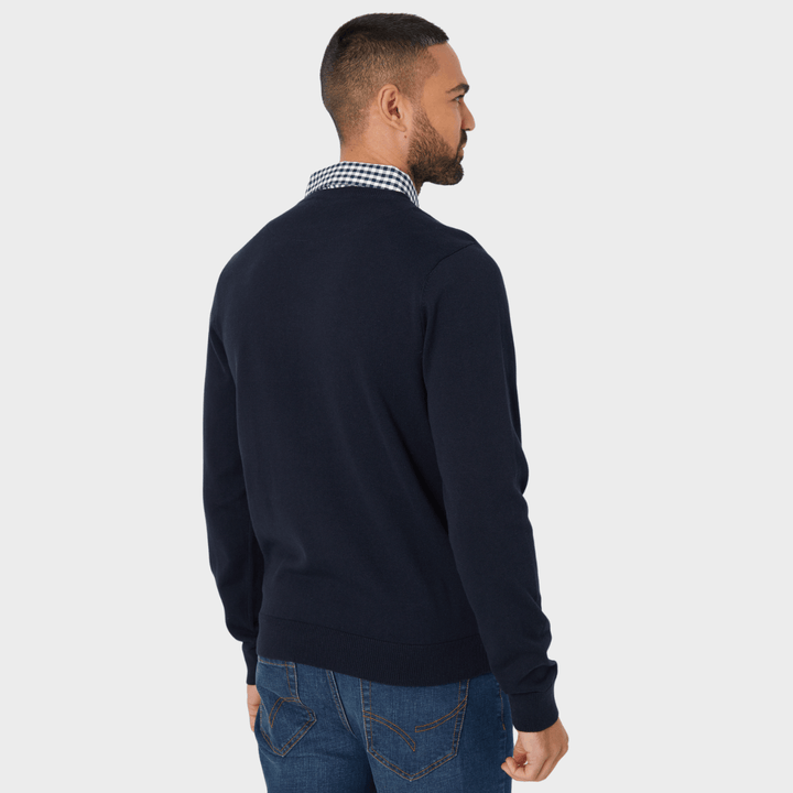 Threadbare Mens Navy Mock V Neck Jumper from You Know Who's