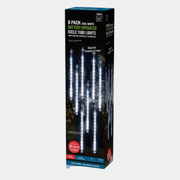 TIMER LED METEOR TUBE LIGHTS 8pk WHITE from You Know Who's