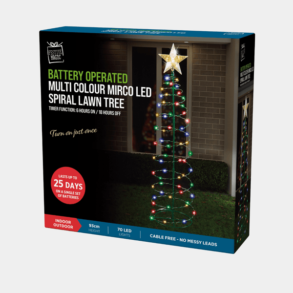 TIMER LED SPIRAL TREE STAKE LIGHT 94cm MULTI from You Know Who's