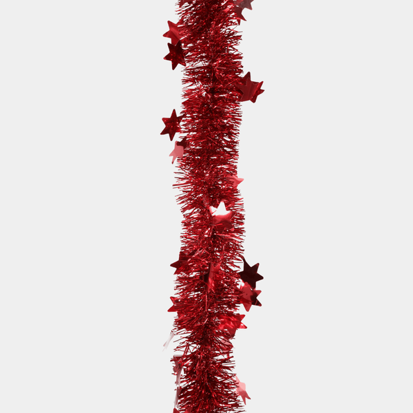 Tinsel 2m die-cut stars red from You Know Who's
