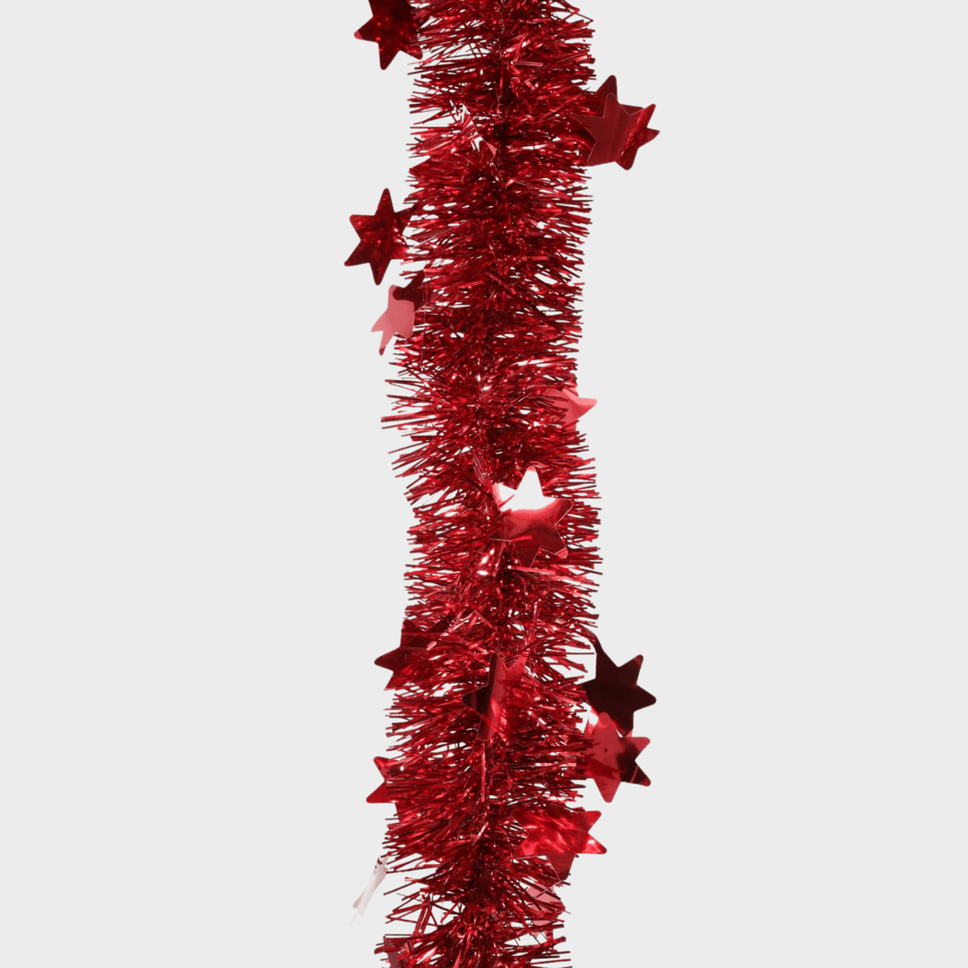 Tinsel 2m die - cut stars red from You Know Who's