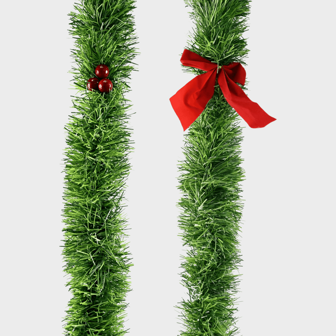 Tinsel green chunky berry l bows 2.4m from You Know Who's