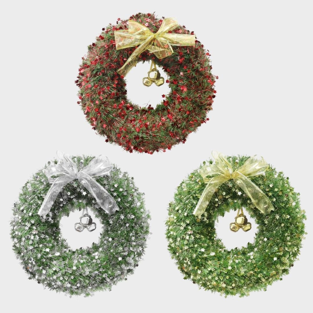 Tinsel Wreath with Bells & Bow from You Know Who's