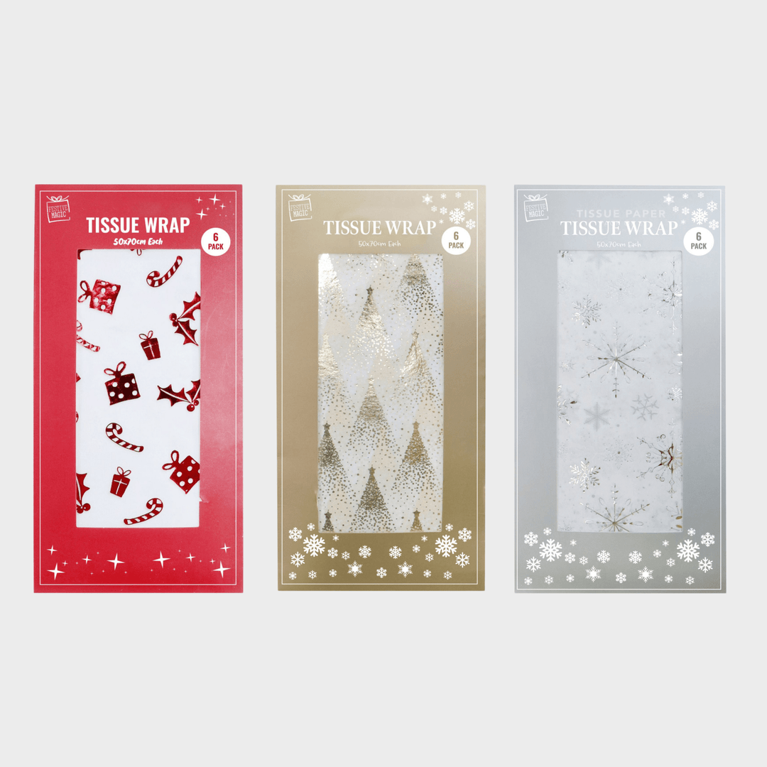 Tissue paper 50x70cm 6pk foil asst from You Know Who's