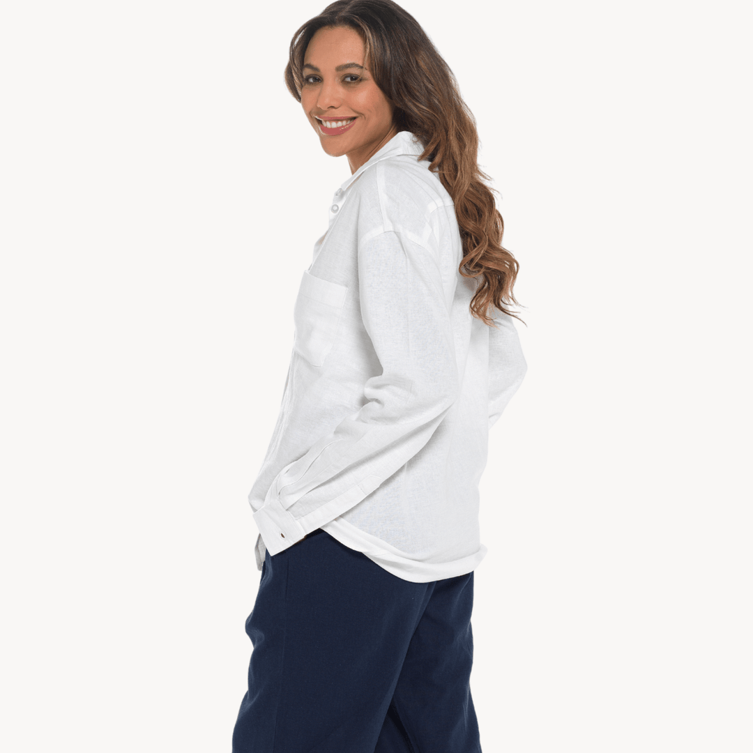 White Linen Mix Shirt from You Know Who's