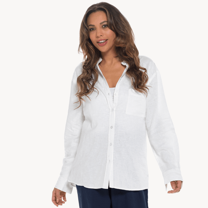 White Linen Mix Shirt from You Know Who's