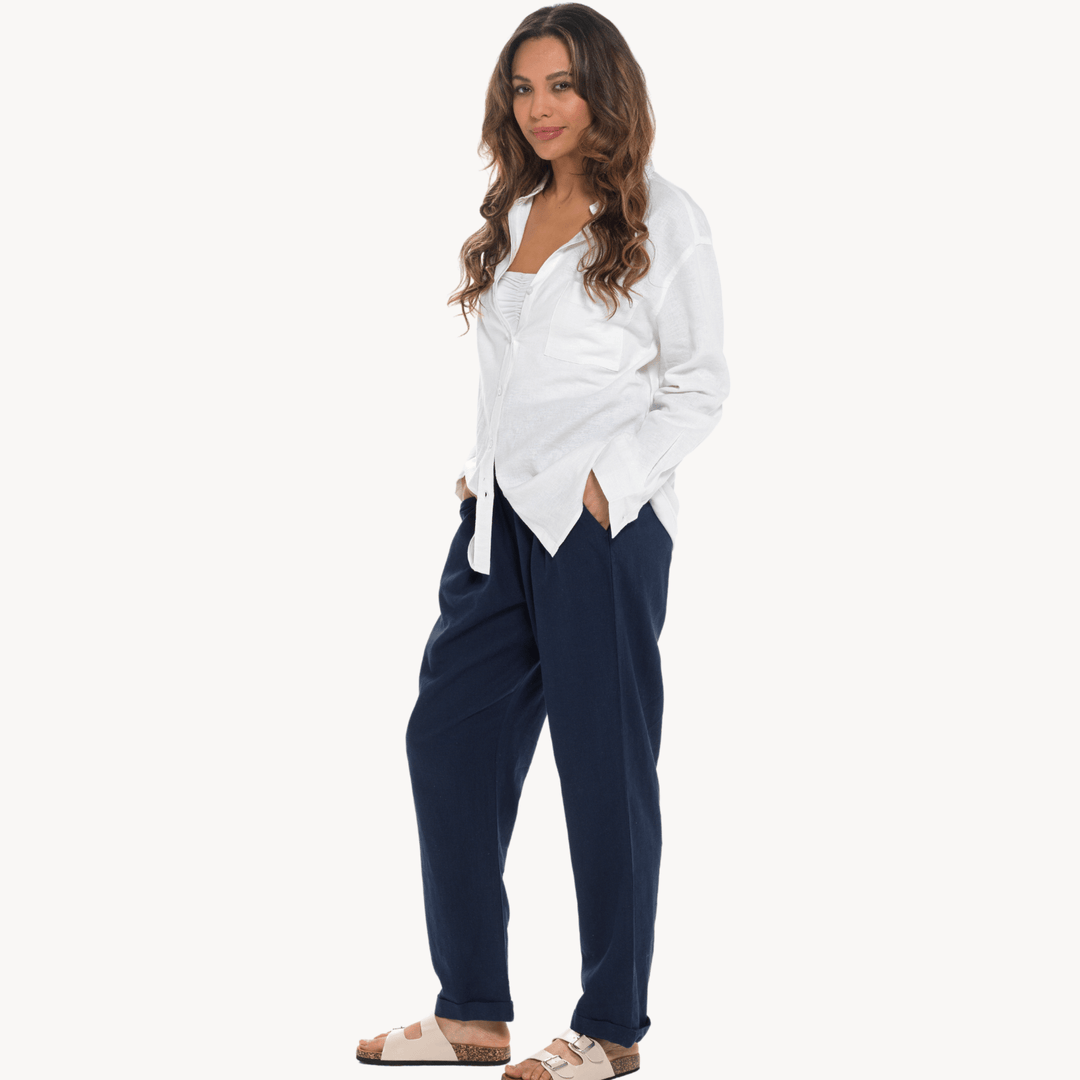 White Linen Mix Shirt from You Know Who's