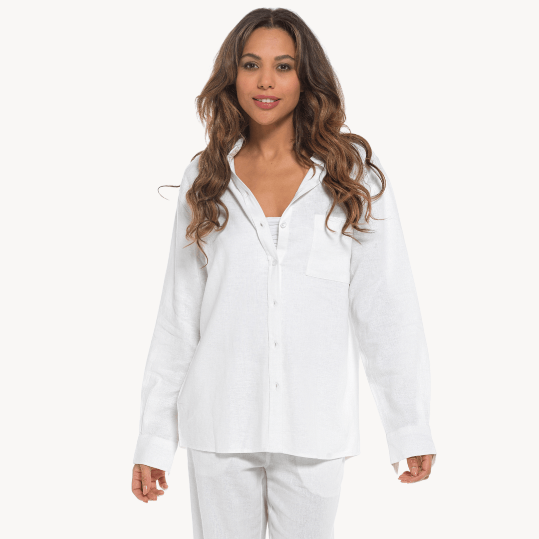 White Linen Mix Shirt from You Know Who's