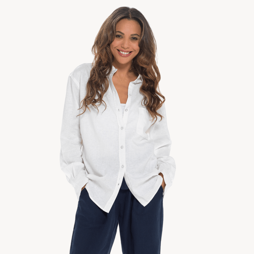 White Linen Mix Shirt from You Know Who's
