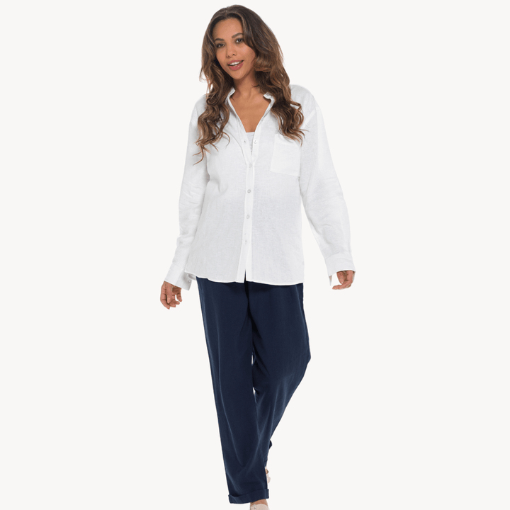 White Linen Mix Shirt from You Know Who's