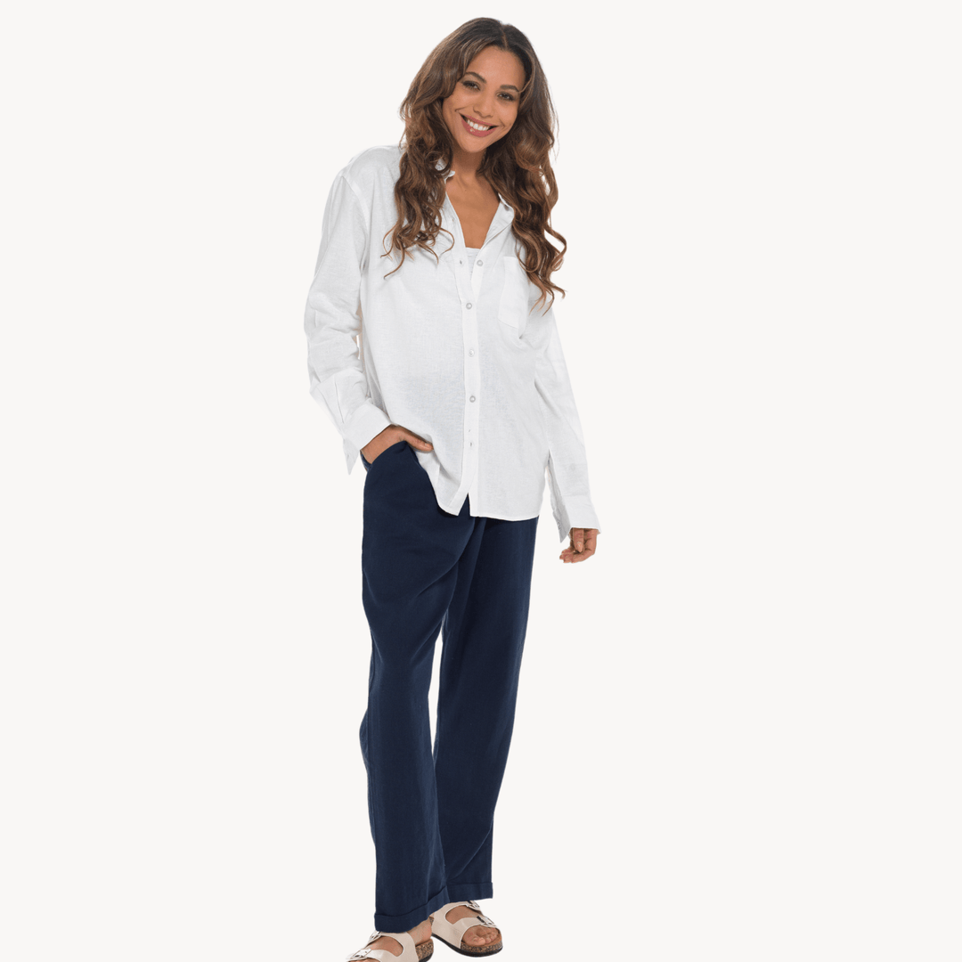 White Linen Mix Shirt from You Know Who's