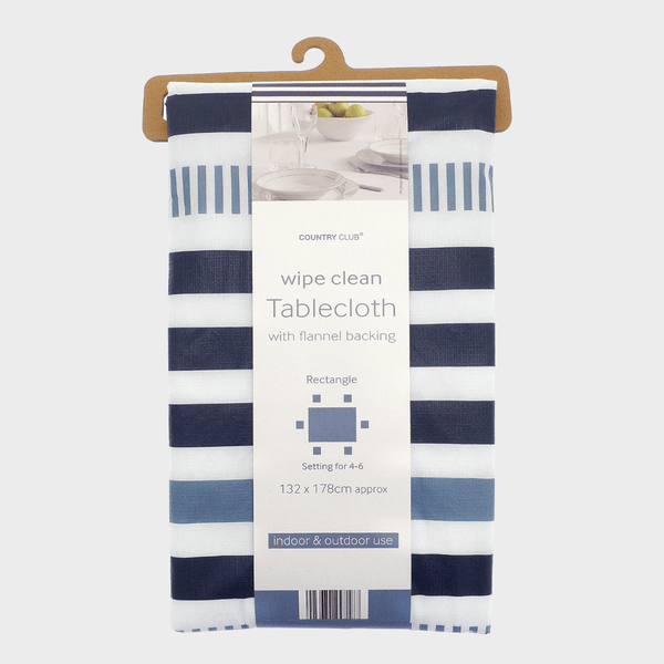 Wipe Clean Table Cloth Costal Stripe 132x178cm from You Know Who's