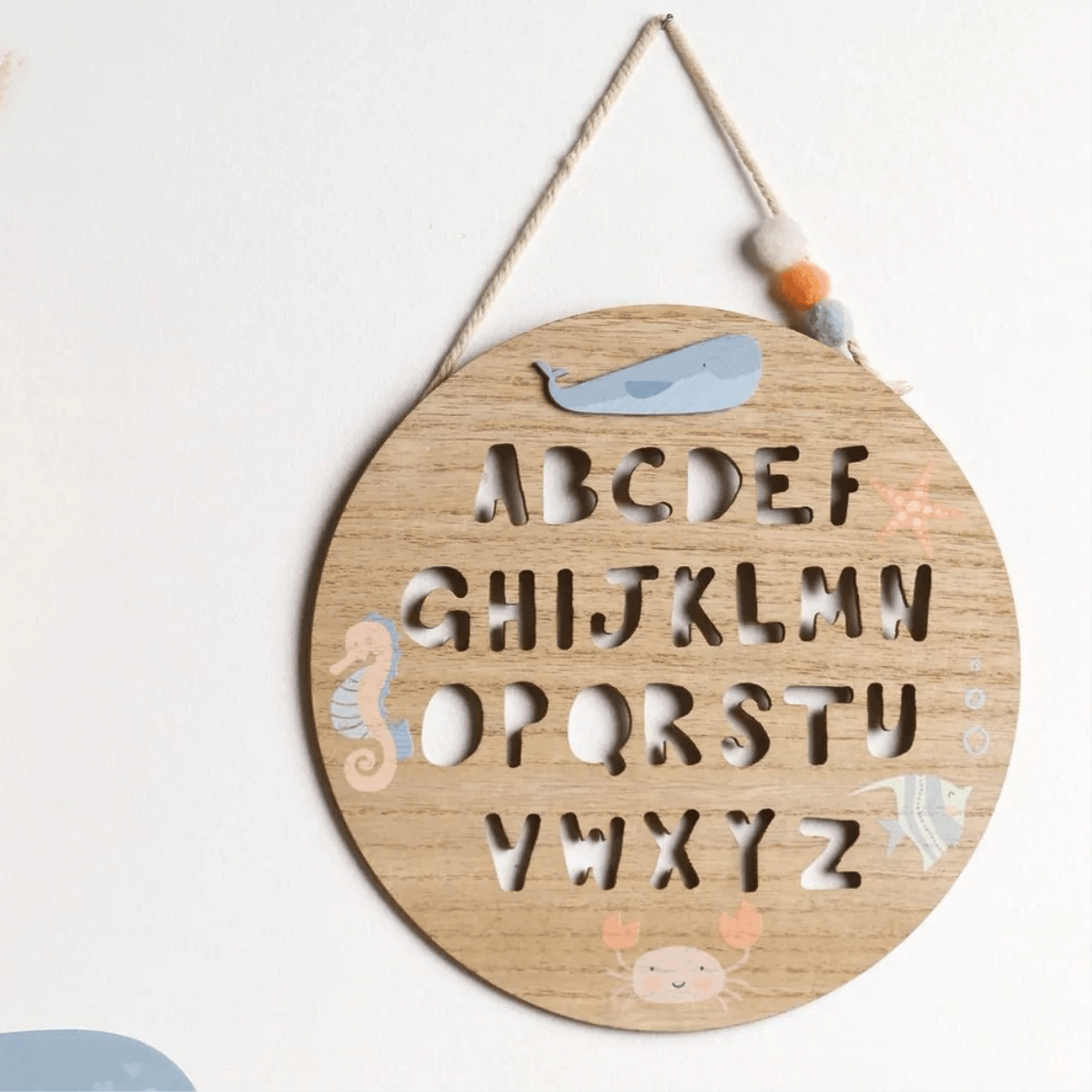 Wooden Ocean Alphabet Plaque 24x24cm from You Know Who's