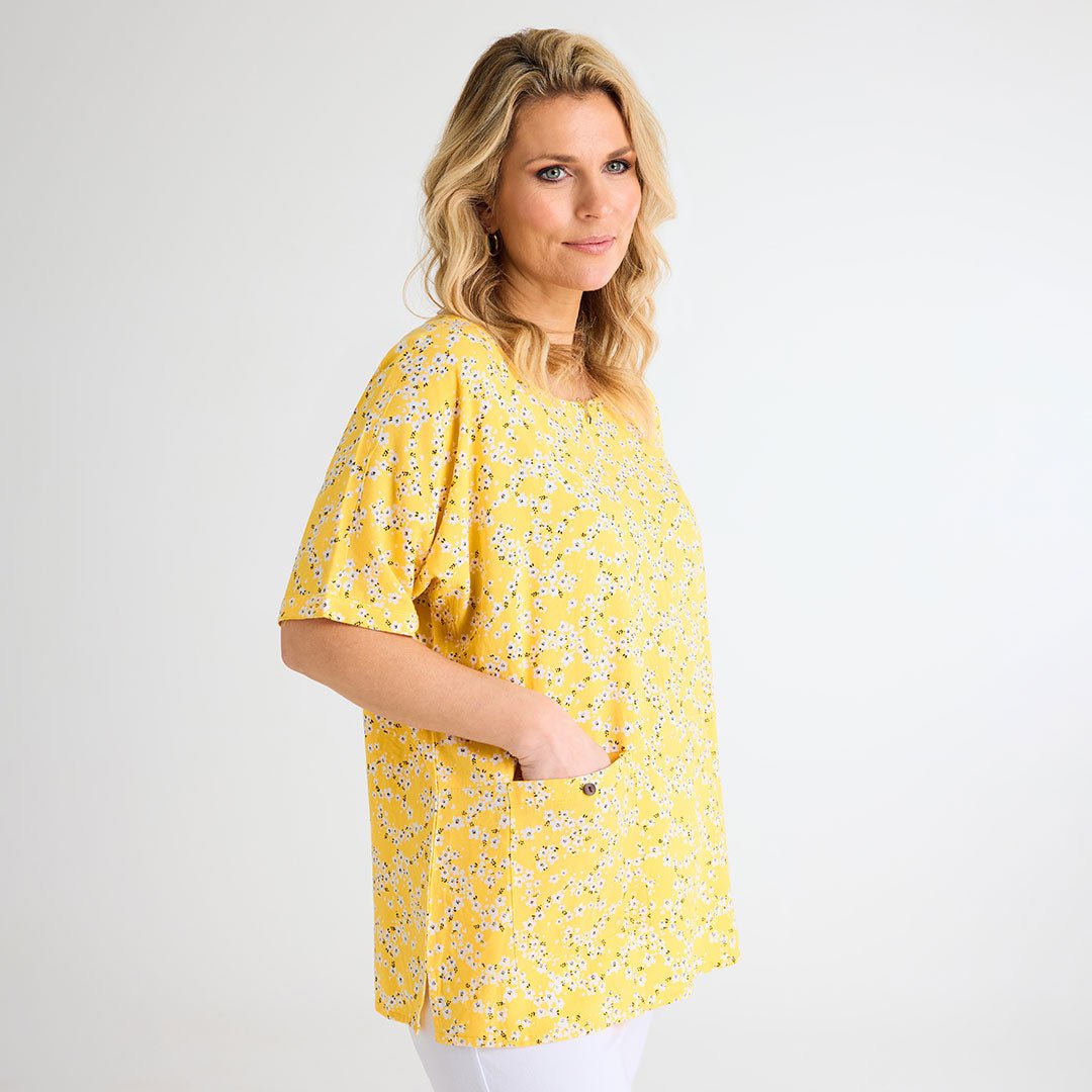 Yellow Floral 1 Pocket Top from You Know Who's