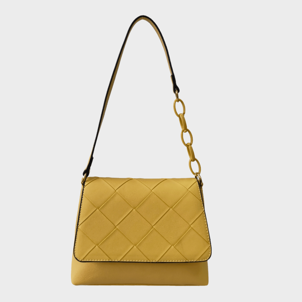 Yellow Quilted Chain Detail Shoulder Bag from You Know Who's