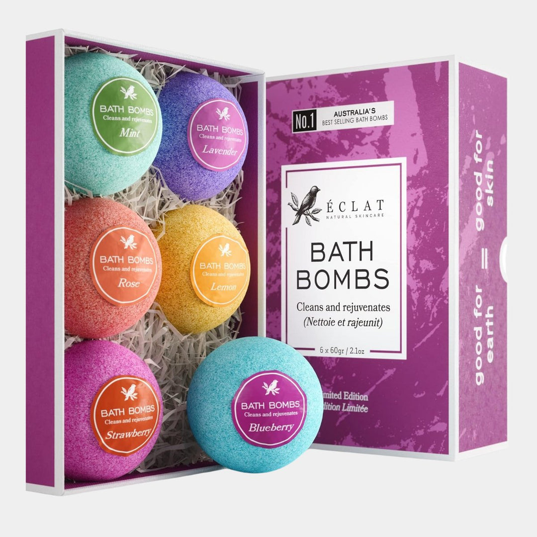 Gift set of 6 bath bombs with different oils