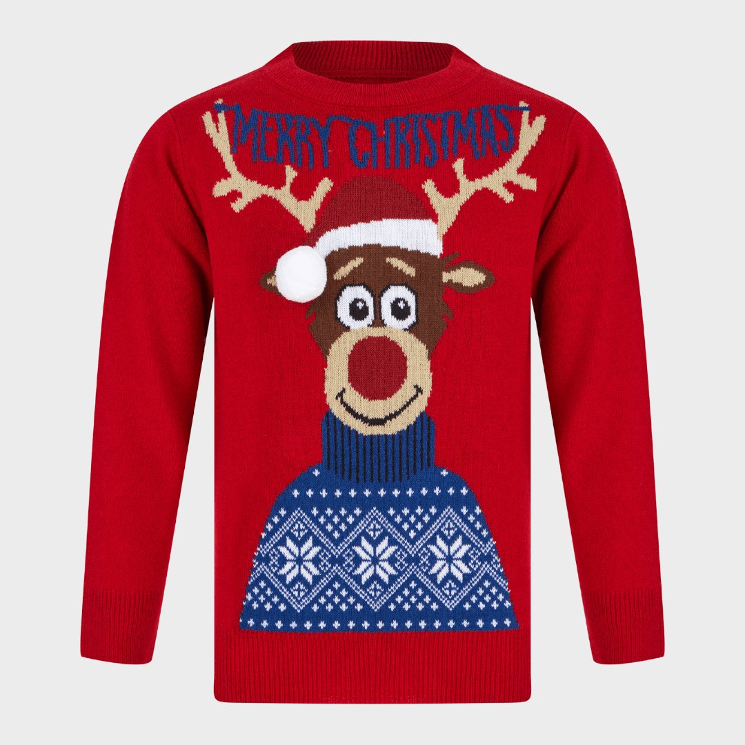 Boys Merry Christmas Reindeer Jumper Red from You Know Who's. Shop with us for more Boys Merry Christmas Reindeer Jumper Red