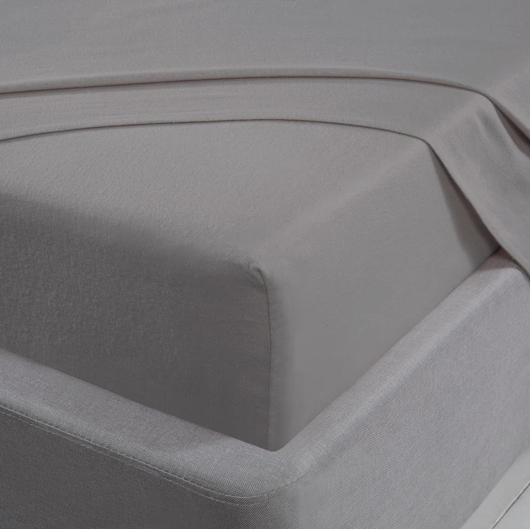 Brushed Cotton Deep Fitted Sheet - Silver from You Know Who's