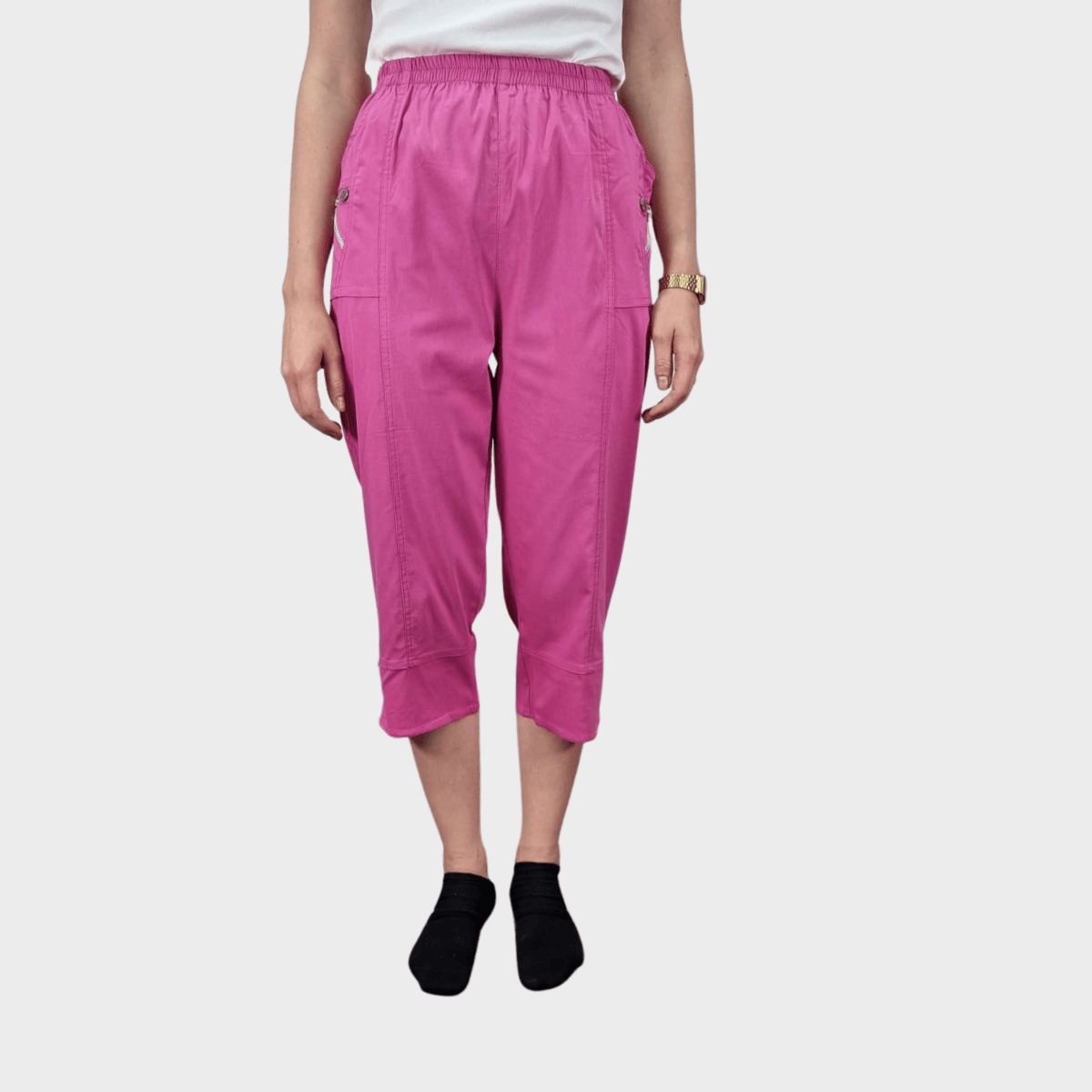 Ex Store 3 4 Capri Trousers Fuschia