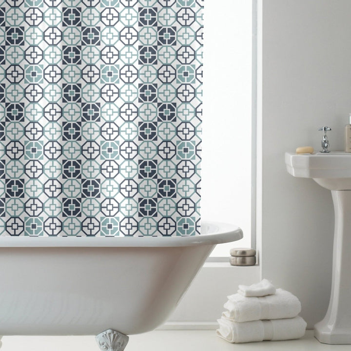 Geo Tiles Shower Curtain You Know Who's