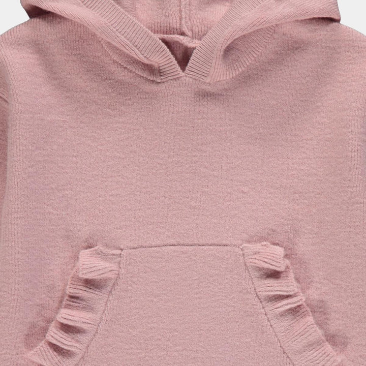 Pink knit hoodie for baby girls