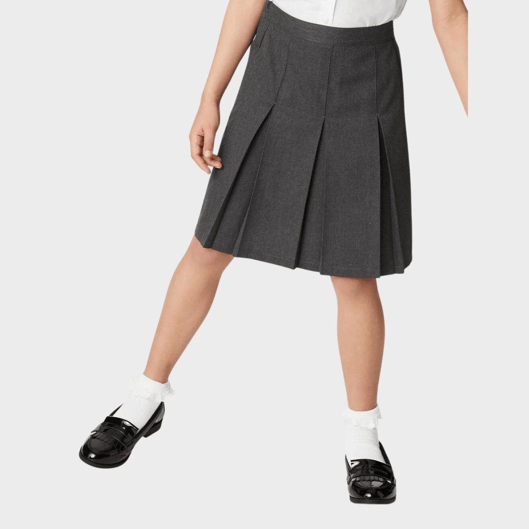 Girls Slim Fit Permanent Pleats School Skirt - Grey from You Know Who's