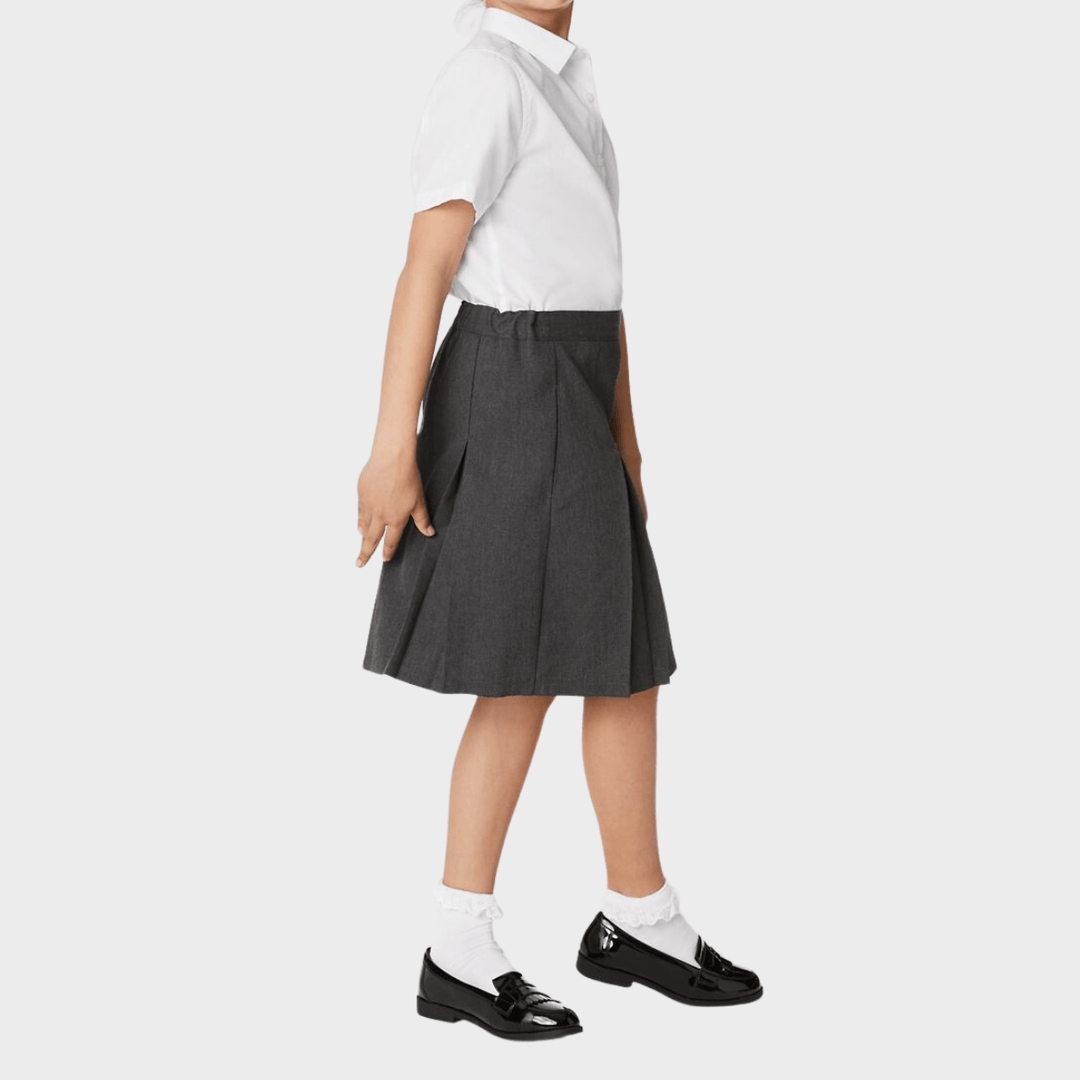 Girls Slim Fit Permanent Pleats School Skirt - Grey from You Know Who's