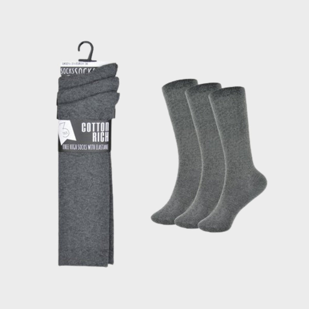 Kids 3 Pack Grey Knee High Socks from You Know Who's