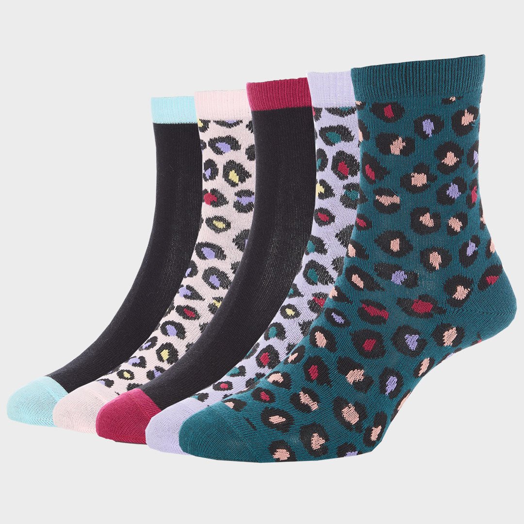 Kids 5pk Leopard Print Socks from You Know Who's
