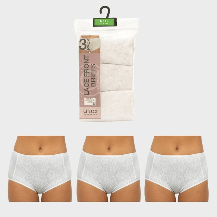 Ladies 3PK Lace Front Briefs from You Know Who's