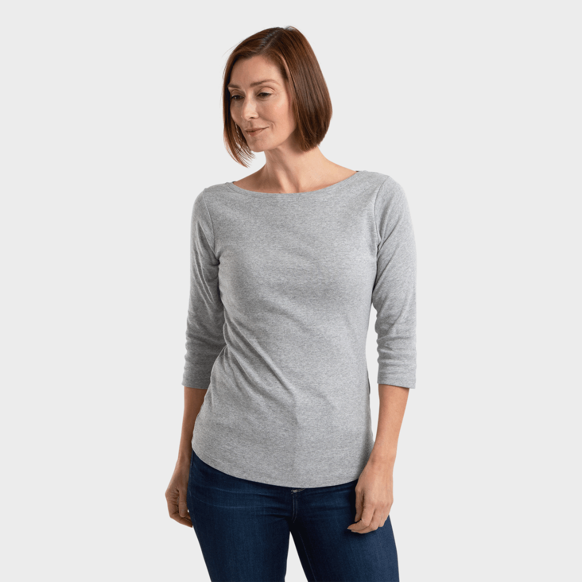 Ladies 3/4 Sleeve Slash Neck Top - Grey from You Know Who's