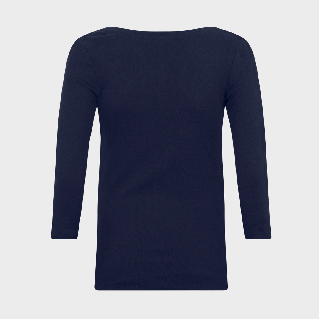 Ladies 3/4 Sleeve Slash Neck Top - Navy from You Know Who's