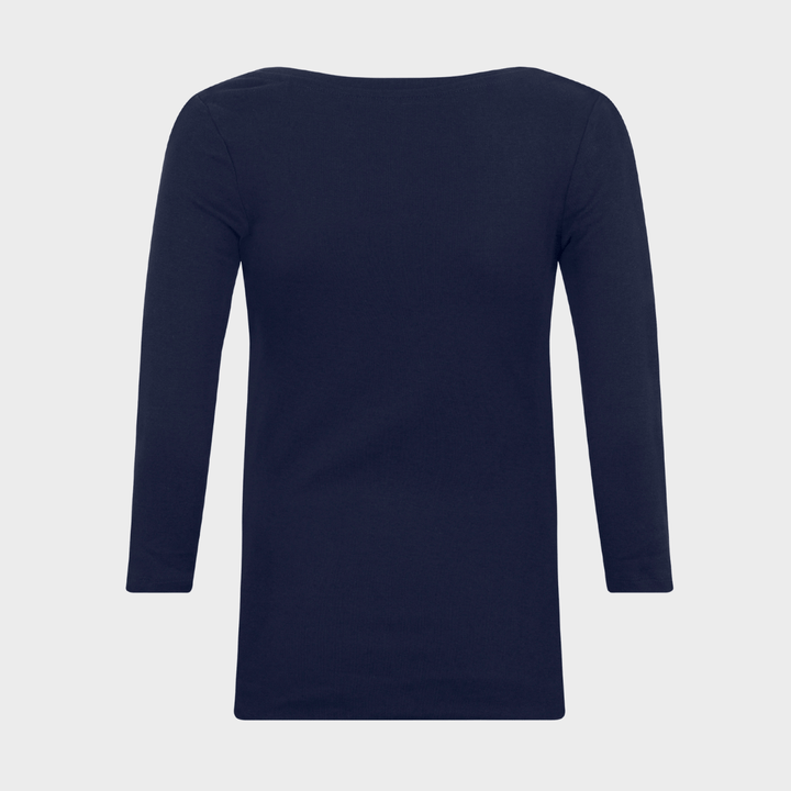 Ladies 3/4 Sleeve Slash Neck Top - Navy from You Know Who's