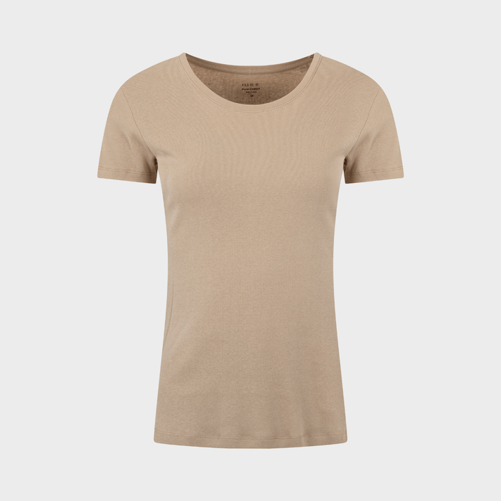 Ladies Basic SS Crew Neck T-Shirt - Camel from You Know Who's