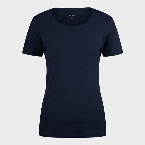 Ladies Basic SS Crew Neck T-Shirt - Navy from You Know Who's